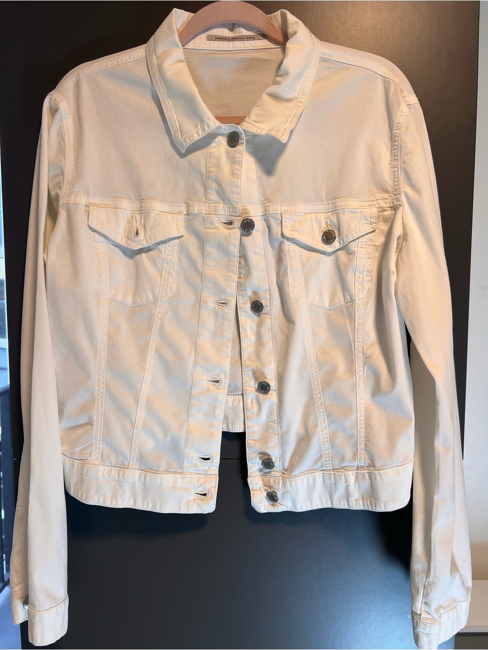 GABRIELE STREHLE JEANS Strenesse Cream White Cotton Denim Jacket Made in Italy